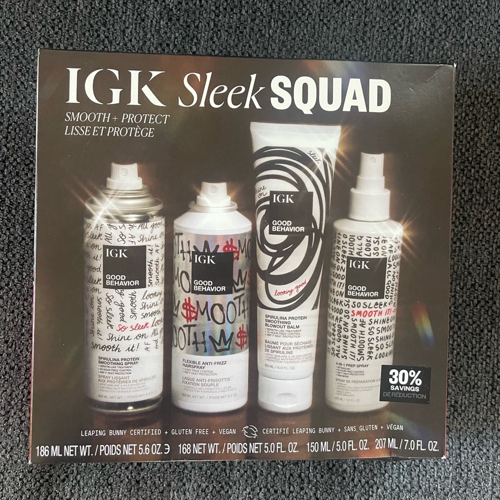 NEW IN BOX IGK Sleek Squad Hair Styling Set